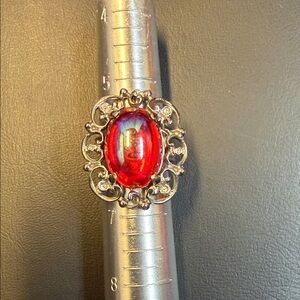Elegant Red Silver Ring